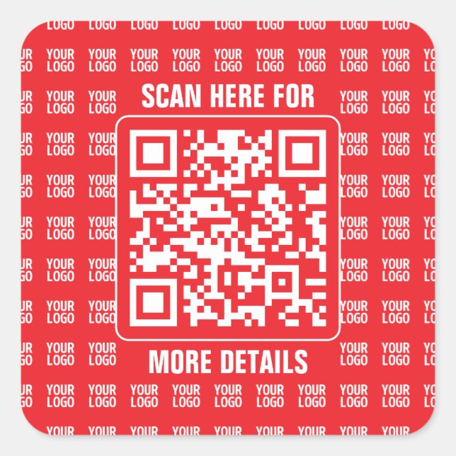 Promotional QR code (editable) with Logo Pattern Square Sticker (Front)