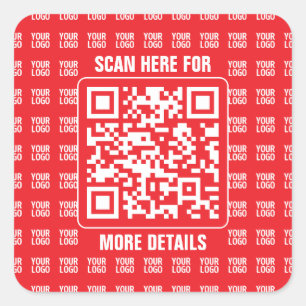 Promotional QR code (editable) with Logo Pattern Square Sticker