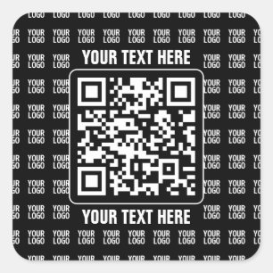 Promotional QR code (editable) with Logo Pattern Square Sticker