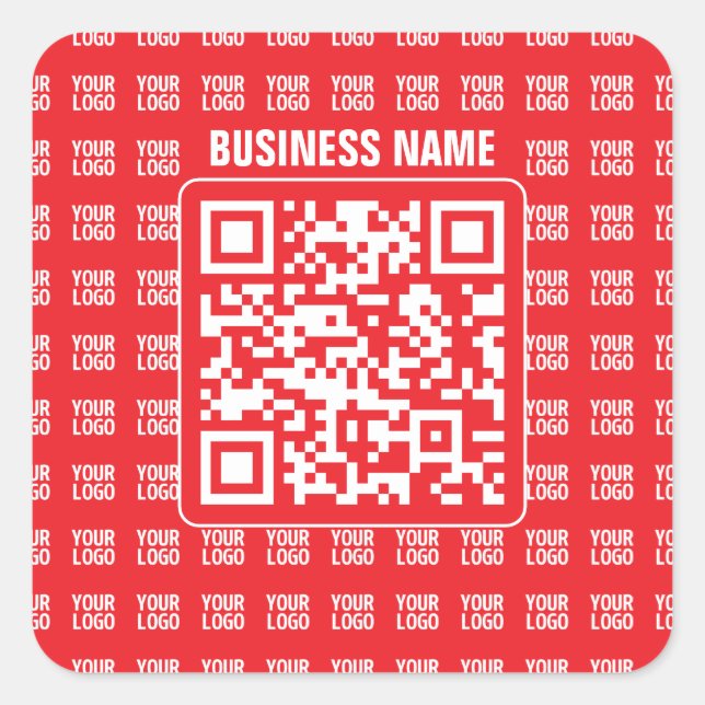 Promotional QR code (editable) with Logo Pattern Square Sticker (Front)