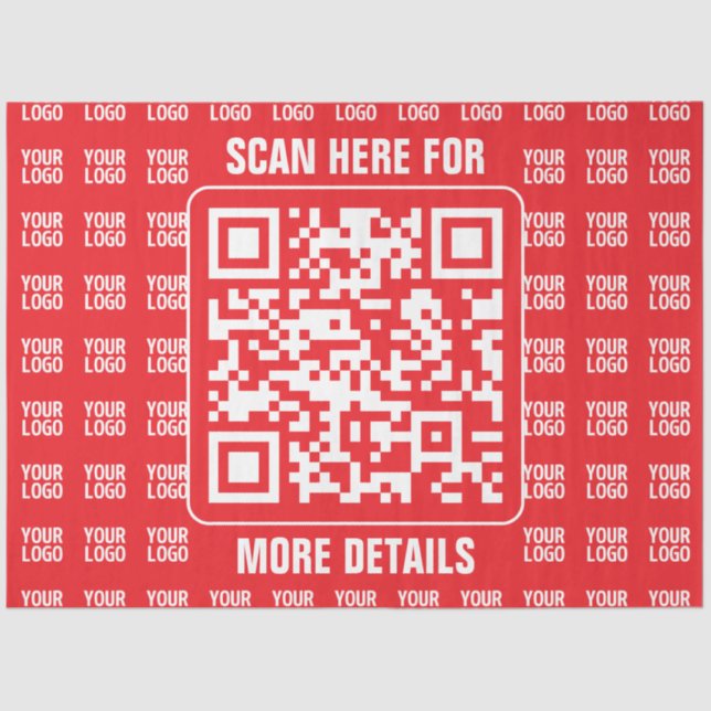 Promotional QR code (editable) with Logo Pattern Tissue Paper (Front)