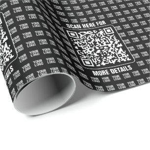 Promotional QR code (editable) with Logo Pattern Wrapping Paper