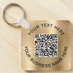 Promotional QR Code Gold Key Ring