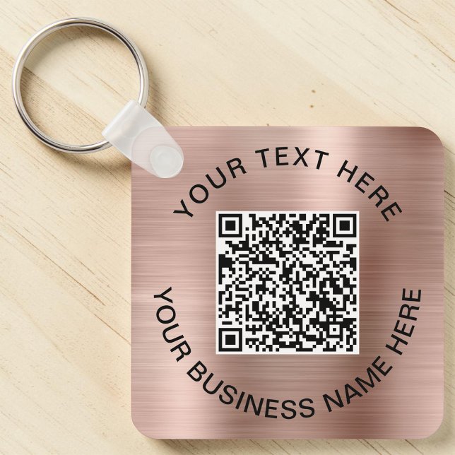 Promotional QR Code Rose Gold Key Ring (Promotional QR Code Rose Gold Keychain)