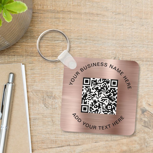 Promotional QR Code Rose Gold Key Ring (QR Code or Logo Promotional Rose Gold Keychain)