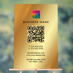 Promotional QR Code Upload Your Logo to Gold Acrylic Sign