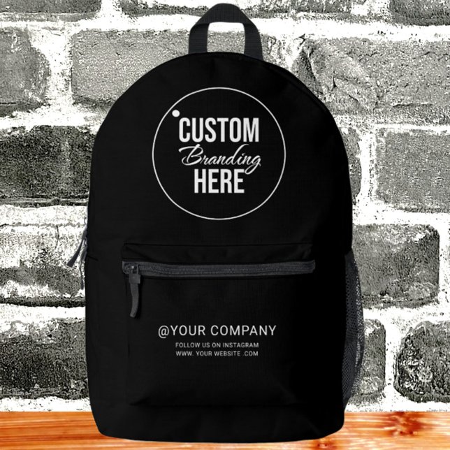 Promotional Small Business Branding Black  Printed Backpack (logo black promotional company backpack)