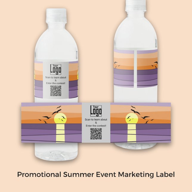 Promotional Summer Event Marketing Logo CTA QR  Water Bottle Label (Promotional Summer Event Marketing Logo CTA QR Water Bottle Label)