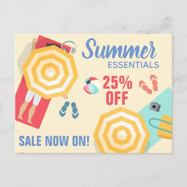 Promotional Summer Sale Beach Scene Custom Postcard (Front)