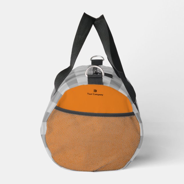 Promotional Tile Pattern Grey Orange Accents Duffle Bag (Right)