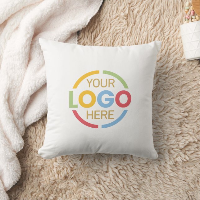 Promotional White Company Business Logo Branded Cushion (Blanket)