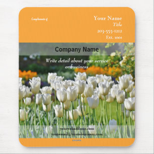Promotional White Tulips World Image - HAMbyWG Mouse Pad