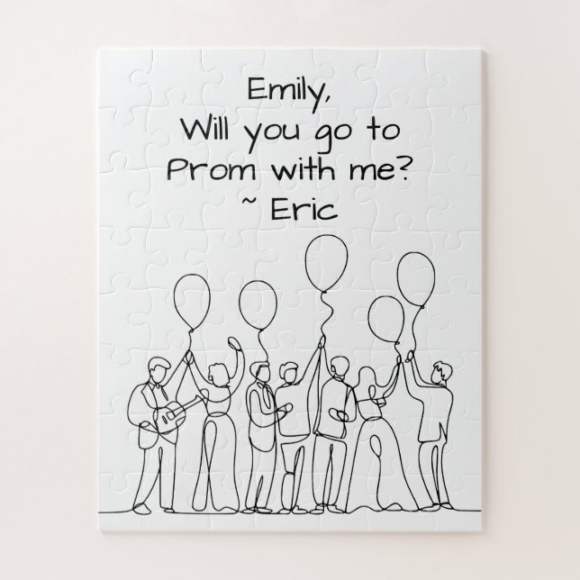 Promposal | Will You go to Prom with Me? Line Art Jigsaw Puzzle (Vertical)