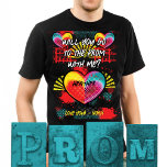 Promposal Will You Go To The Prom  T-Shirt<br><div class="desc">Ask someone to your school prom with this unique art style design. Complete with names and messages. Cool graffiti style with colourful hearts and elements. Novel Promposal idea.</div>