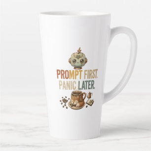 Prompt First Panic Later Funny Ai Robot Latte Mug