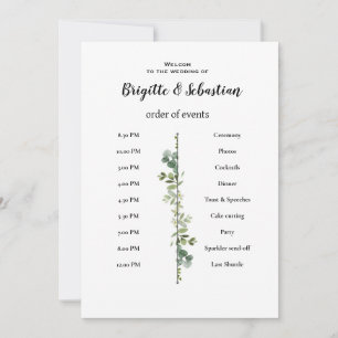 Prompt White Rustic Wedding High Agenda Invitation