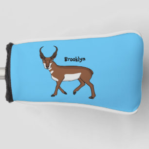 Pronghorn antelope cartoon illustration golf head cover