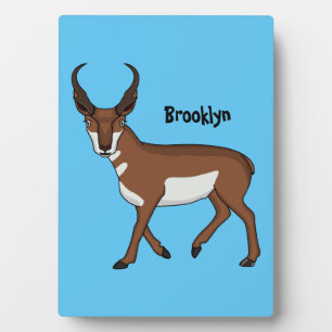 Pronghorn antelope cartoon illustration plaque