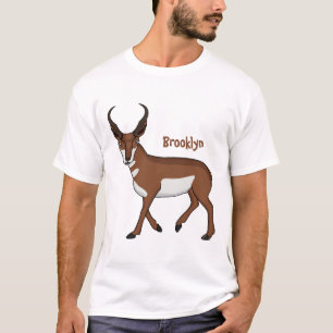 Pronghorn antelope cartoon illustration T-Shirt