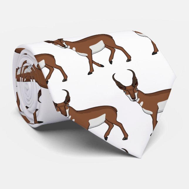 Pronghorn antelope cartoon illustration tie (Rolled)