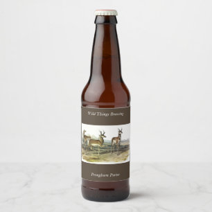 Pronghorn (Prong-horned Antelope) by Audubon Beer Bottle Label