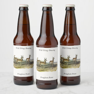 Pronghorn (Prong-horned Antelope) by Audubon Beer Bottle Label