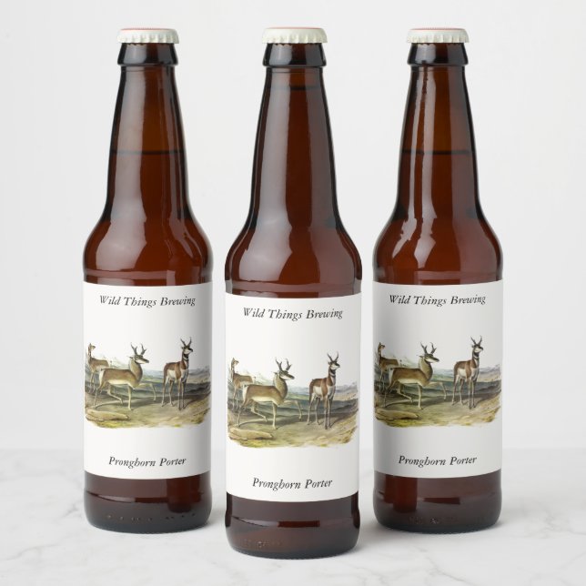 Pronghorn (Prong-horned Antelope) by Audubon Beer Bottle Label (Bottles)