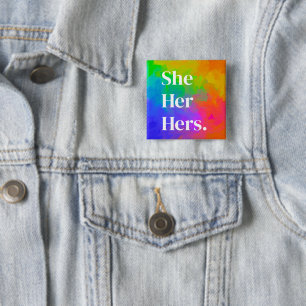 Pronomen Button rainbow painting