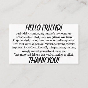 Pronoun Cards (ze/hir partner)
