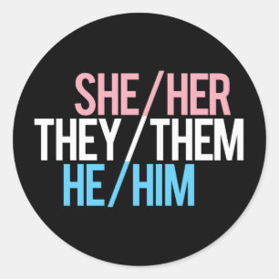 Pronoun Triad, Round Classic Round Sticker
