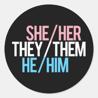 Pronoun Triad, Round Classic Round Sticker