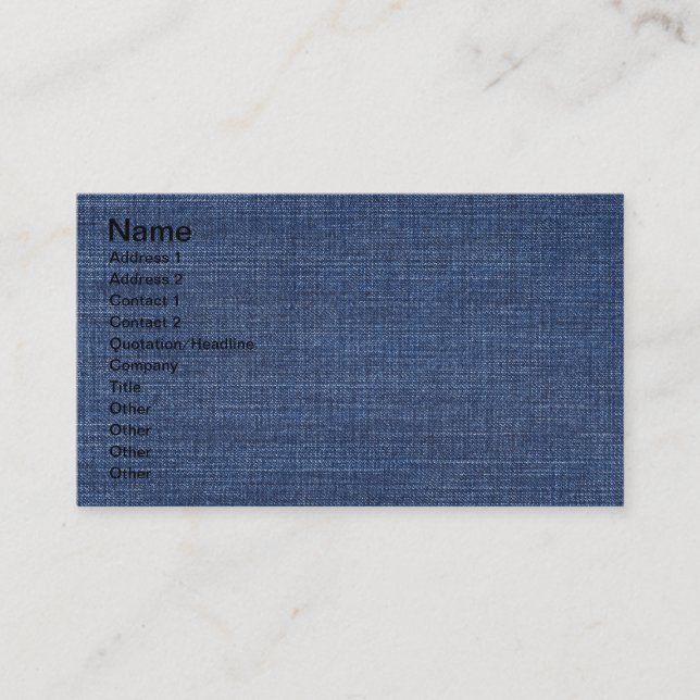 Pronounced Texture Of Blue Jeans Business Card (Front)