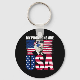 Pronouns Are Usa Donald Trump Patriotic 4th Of Jul Key Ring
