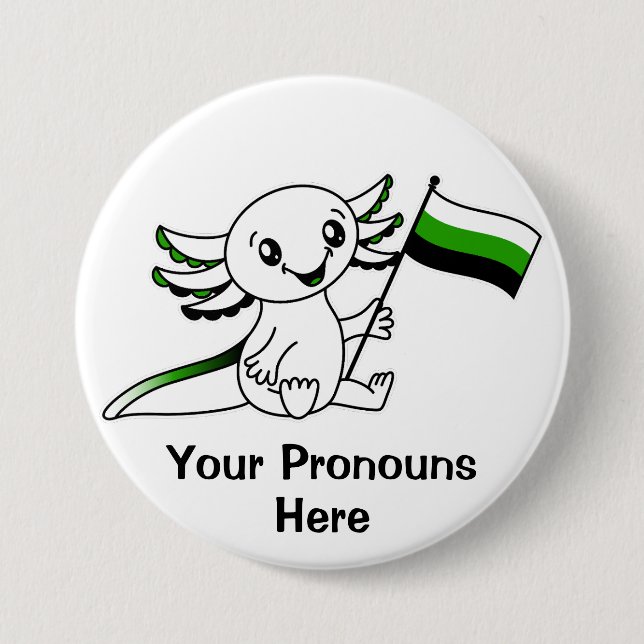 PRONOUNS Cute Axolotl + Neutrois Pride Flag LGBTQ 7.5 Cm Round Badge (Front)