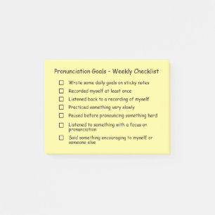 Pronunciation Goals Weekly Checklist – Plain Post-it Notes