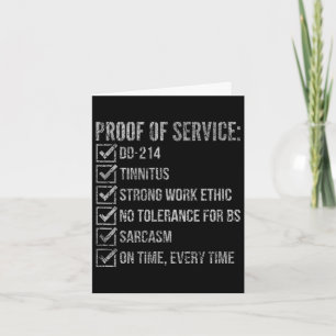 Proof of service dd-214 tinnitus strong workProof Card