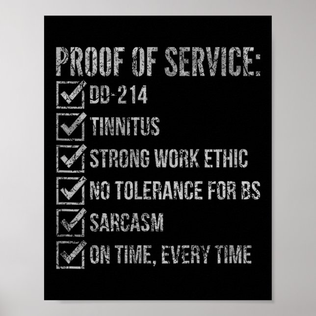 Proof of service dd-214 tinnitus strong workProof  Poster (Front)