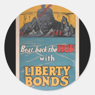 Propaganda Poster "Beat Back the Hun" WWI Classic Round Sticker