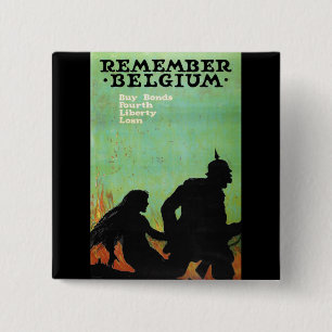 Propaganda Poster "Remember Belgium" WWII 15 Cm Square Badge