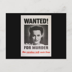 Propaganda Poster "Wanted for Murder" WWII Postcard