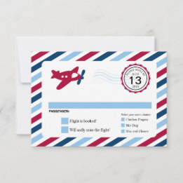 Propeller Plane Airmail Birthday RSVP Card