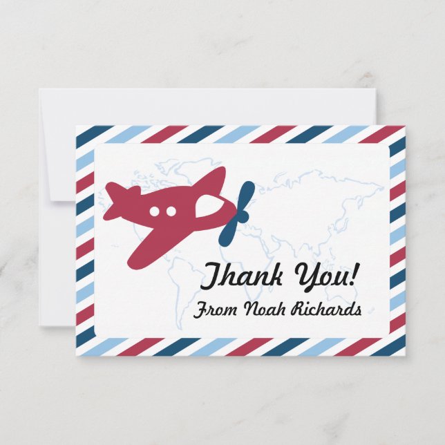 Propeller Plane Airmail Thank you Card (Front)
