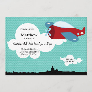 Propeller Plane Birthday theme (Blue) Invitation