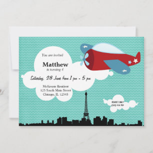 Propeller Plane Birthday theme (Blue) Invitation
