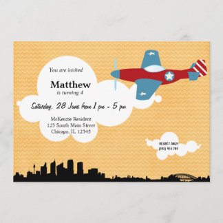 Propeller Plane Birthday theme (Orange) Invitation
