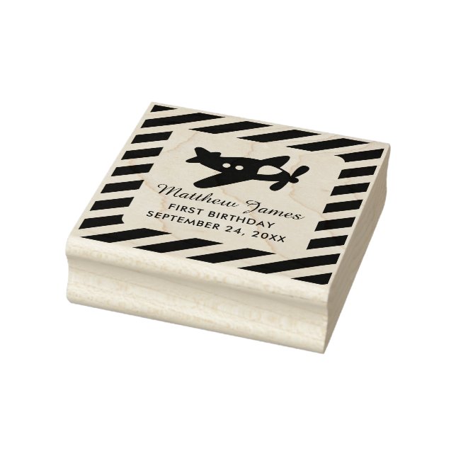 Propeller Plane with Stripes | Birthday Rubber Stamp (Stamp)