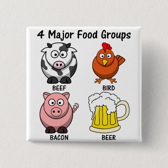 Proper American Diet: Four Major Food Groups 1 15 Cm Square Badge (Front)
