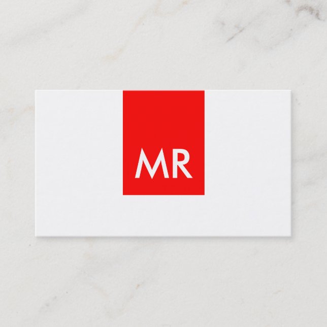 Proper exclusive monogram red white special business card (Front)