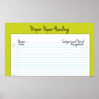 Proper Paper Heading Poster for Middle/High School