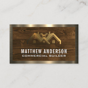 Properties Gold Metallic Logo   Real Estate Business Card